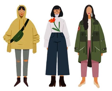 How Gen Z Differs From Millennials (The Generation That Gave Rise To Fast Fashion) | Peaceful Dumpling 인물 드로잉, 캐릭터 드로잉, People Illustration, Gen Z, Flat Illustration, Fashion Sketches, Fashion Drawing, Fast Fashion, Character Illustration