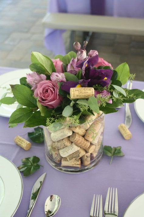 Wine Inspired Centerpieces, Vineyard Theme Birthday Party, Wine Cork Centerpiece Ideas, Wine Tasting Centerpiece Ideas, Wine Party Centerpiece Ideas, Wine Tasting Birthday Party Ideas Decor, Wine Tasting Party Table Decor, Wine Themed Retirement Party, Wine Theme Centerpieces