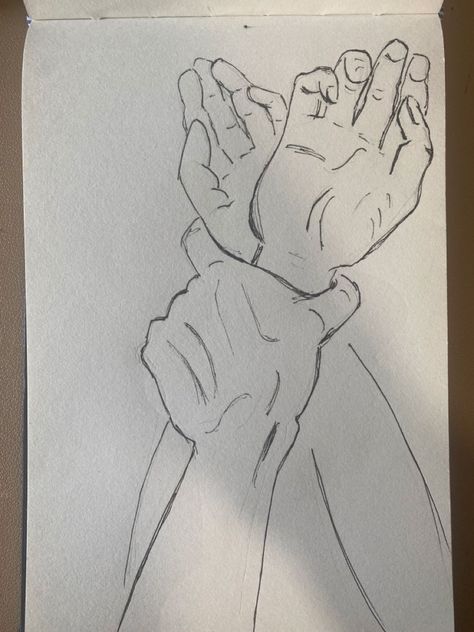 Drawing Hands Reference Sketch, Hand Wrapped Around Neck Drawing, Hot Anatomy Drawing, Drawings For Her Romantic, Guy Hands Drawing, Hands Pinned Against Bed Drawing, Drawings Of Guys Sketches, Hands On Bed Drawing, Two Hands Tied Together Drawing