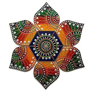 Decorative Plaques - Multi Design Wooden Rangoli for Diwali or Christmas Decoration - 7 Piece Wall, Floor or Table Decoration: Amazon.co.uk: Handmade Rangoli For Diwali, Design Rangoli, Thali Decoration Ideas, Acrylic Rangoli, Diwali Decoration Items, Cold Porcelain Flowers, Decorative Plaques, Indian Rangoli, Diy Diwali Decorations