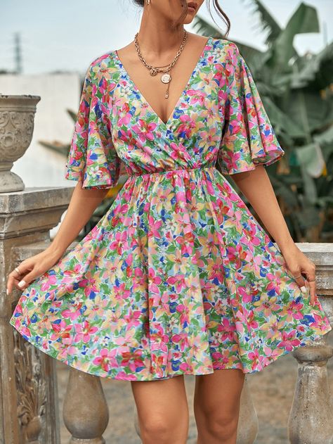 Summer Shift Dress, Flowery Dresses, Frock For Women, Frock Dress, Dress For Short Women, Boho Women, Summer Dresses For Women, Tie Back, Fashion Online Shop