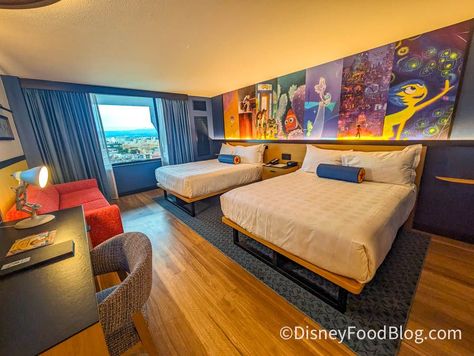 Kindly Stop What You’re Doing and LOOK AT THESE EPIC NEW DISNEY HOTEL ROOMS Disney Hotel Room, Disney Hotels Room, Detachable Shower Head, Disney Hotel, Disney Pixar Characters, Bathroom Artwork, Coffee Nook, Pixar Characters, Disney Hotels