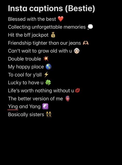 Instagram caption for you and your bestiefollow for more Status Captions For Friends, Comment For Bestie Post, Comment On Sisters Post On Instagram, Comment On Besties Post, Bff Comments On Insta, Bestie Captions Instagram Short, Bestie Comments On Insta, Goodbye Captions Instagram, Blocked Quotes Instagram