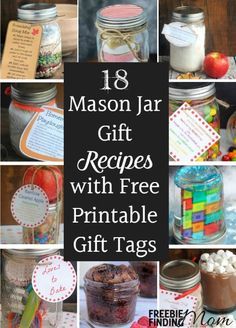 Need thoughtful, homemade, inexpensive gift ideas? Mason jar gift recipes make great DIY gifts for nearly everyone for most any occasion. Here are recipes for Friendship Bean Soup, Reese's Pieces Cookies, Raspberry Brownies, a Mani Pedi in a Jar and more plus you'll find free printable gift tags to help make gift giving even easier. Gifts in a jar are especially perfect for teachers, friends, neighbors, babysitters, and mail people. Jar Gift Recipes, Mason Jar Gifts Recipes, Gift Recipes, Diy Gifts For Christmas, Dollar Diy, Mason Jar Recipes, Mason Jar Gift, Jar Recipes, Mason Jar Projects