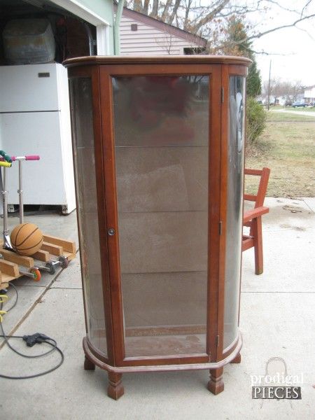 Vintage Curio Cabinet Gets Tissue Paper Transformation by Prodigal Pieces www.prodigalpieces.com #prodigalpieces Farmhouse Curio Cabinet Makeover, Glass Cabinet Redo, Painted Display Cabinet Ideas, Curved Curio Cabinet Makeover, Upcycle Curio Cabinet, Old Curio Cabinet Makeover, Refinish Curio Cabinet, Repurpose Curio Cabinet, Updated Curio Cabinet Ideas