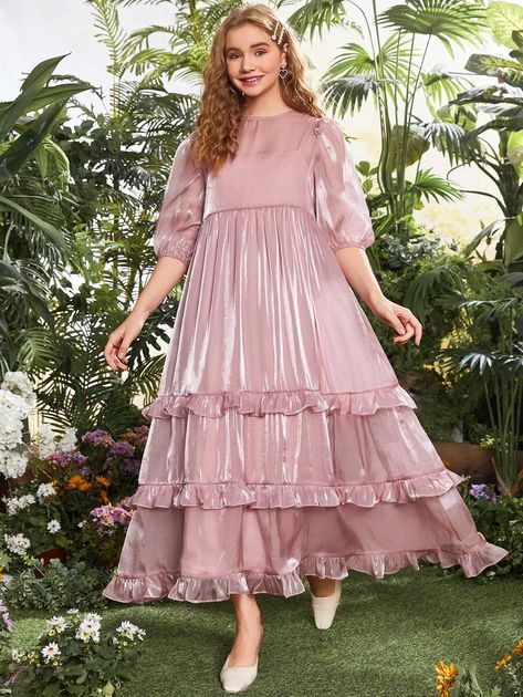 Ruffle Frock For Women, Long Frocks For Kids, Pakistan Dress, Layered Ruffle Dress, Girls Clothes Patterns, Chic Maxi Dresses, Lace Dress Styles, Womens Trendy Dresses, Frock For Women