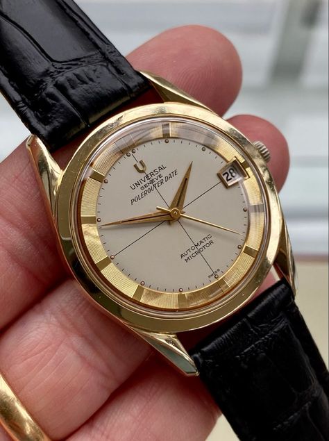 Universal Geneve Vintage Gold Polerouter Date Vintage Watches For Sale, Engagement Watch, Universal Geneve, Breitling Watches Mens, Omega Watch Vintage, Mens Digital Watches, Mens Watch Brands, Stylish Watches Men, Trendy Watches