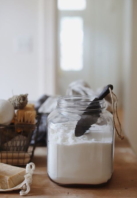 Natural + Low-waste Laundry Routine — simply living well Holistic Cleaning, Sustainable Laundry, Detergent Recipe, Laundry Detergent Recipe, Mason Jar Storage, Simple Cottage, Chemical Free Cleaning, Laundry Routine, Eco Friendly Cleaning Products