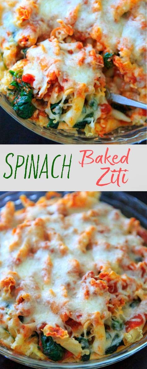 Spinach Baked Ziti, Pasta Ziti, Casserole With Spinach, Baked Ziti With Ricotta, Meatless Pasta, Pasta Casserole Recipes, Easy Baked Ziti, Spinach Bake, Ziti Recipe