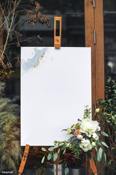 A craft painting on a canvas standing on a easel mockup | premium image by rawpixel.com / KUTTHALEEYO Save The Date Video, Craft Painting, Canvas Mockup, A Craft, Painting Crafts, Flower Shop, Art Room, Invitation Cards, Save The Date