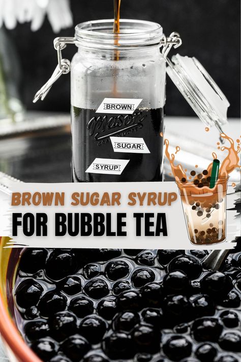 Dark Brown Sugar Recipes, Tea Syrup Recipe, Brown Sugar Bubble Tea, Millennial Kitchen, Tea Syrup, Brown Sugar Boba, Boba Recipe, Make Brown Sugar, Fancy Tea