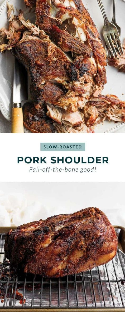 The best pork shoulder recipes are cooked low and slow. This slow roasted pork shoulder is slightly sweet and incredibly tender with crispy, crunchy edges. This is one of the best pork shoulder recipes of all time! Pioneer Woman Pork Shoulder Recipes, Pork Shoulder Recipes Oven, Pork Shoulder Picnic Roast, Crockpot Pork Shoulder, Pork Shoulder Picnic, Slow Cooker Pork Shoulder, Pork Shoulder Recipe, Roasted Pork Shoulder, Slow Roast Pork