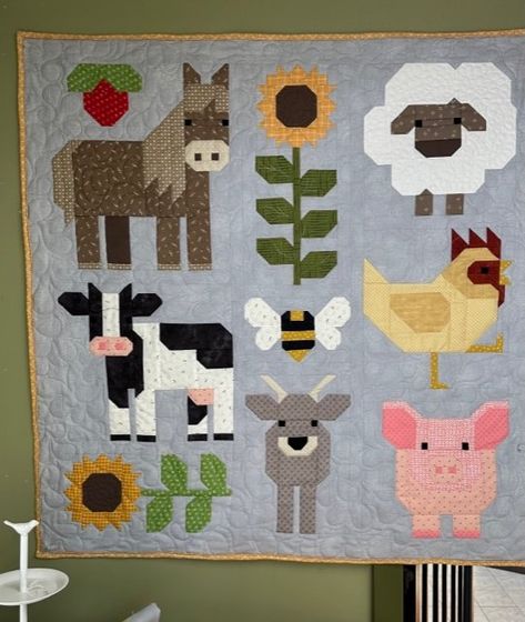 Fab Farm Quilt Kit Patch Work Quilt Pattern, Farm Quilts, Quilt Applique Patterns Free Printable, Farm Quilt Patterns Free, Animal Quilt Patterns, Farm Animal Quilt Patterns Free, Free Quilt Patterns Printables, Fab Farm Quilt, Elizabeth Hartman Quilts