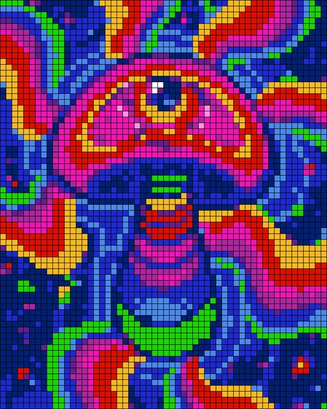 Lisa Frank Alpha Pattern, Blanket Alpha Pattern, Trippy Alpha Pattern, Trippy Pixel Art Grid, Small Grid Pattern, Art Alpha Pattern, Cute Pixel Art Grid, Big Pixel Art, Crochet Tapestries