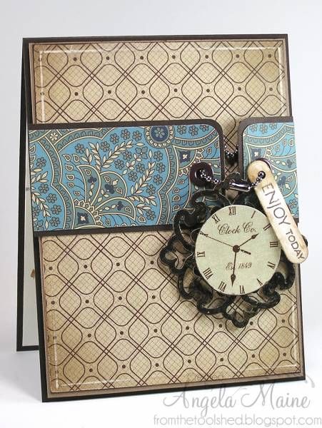 Clock Pendant, Clock Card, Boy Cards, Enjoy Today, Male Cards, Masculine Cards, Pretty Cards, Card Sketches, Card Layout