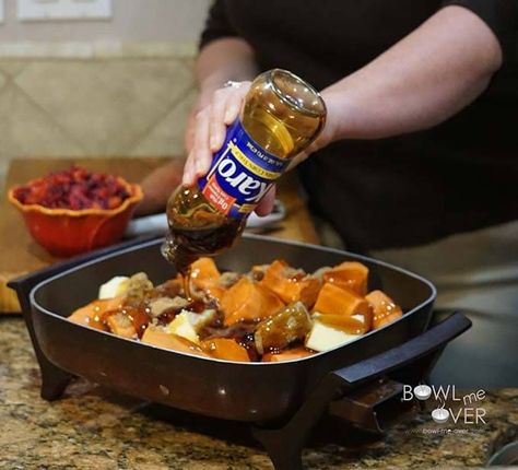 Love sweet potatoes? Here's the easiest recipe - so delish! Add butter, brown sugar and Karo syrup Sweet Potato Recipes Brown Sugar, Candied Sweet Potato Recipes, Canned Sweet Potato Recipes, Baked Candied Yams, Candied Yams Recipe, Sweet Potato Bowls, Candied Yams, Yam Or Sweet Potato, Sweet Potatoes Recipe