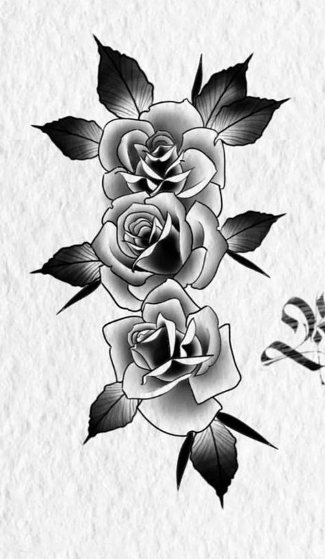 Neo Traditional Roses, Hip Hop Tattoo, Black Flowers Tattoo, Rose Tattoo Stencil, Red Tattoo Ideas, Atlas Tattoo, Red Ink Tattoo, Rose Tattoo Thigh, Black And Grey Rose