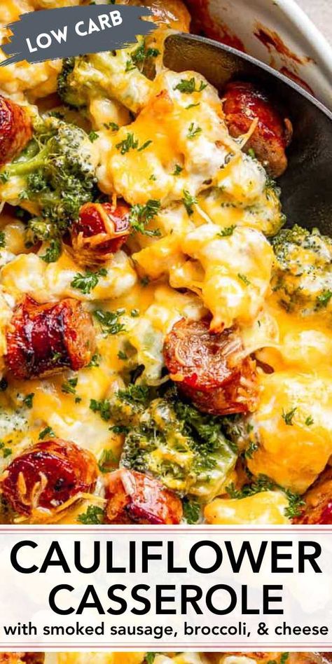 Enjoy a low-carb dinner recipe with our cheesy Cauliflower Casserole, brimming with broccoli, smoked sausage, and more. It's all ready to serve in just 30 minutes! Low Carb Cauliflower Casserole, Cauliflower Casserole Recipes, Smoked Sausage Recipes, Healthy Low Carb Dinners, Low Carb Casseroles, Cheesy Cauliflower, Cauliflower Casserole, Healthy Casseroles, Beet Salad