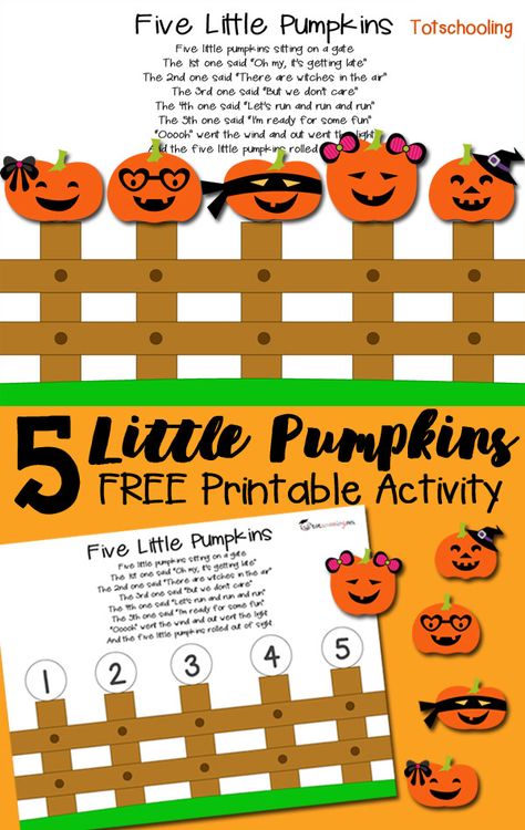 FREE 5 Little Pumpkins activity for toddlers and preschoolers to follow along with the popular nursery rhyme. Great for learning ordinal numbers and counting in the Fall and around Halloween. 5 Little Pumpkins, Activities For Elementary Students, Five Little Pumpkins, Halloween Lesson, Ordinal Numbers, October Activities, Halloween Kindergarten, Pumpkin Activities, Activity For Toddlers