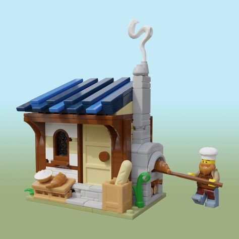 LEGO IDEAS - Me, myself and I - The Village Bakery Lego Medieval Village, Lego Village Ideas, Lego Medieval House, Cute Lego Ideas, Lego Bakery, Lego Fairy, Lego Building Ideas, Lego Kingdoms, Lego History