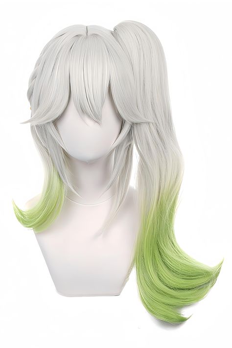 PRICES MAY VARY. Material: This cosplay wig is crafted from superior heat-resistant synthetic fibre. It exudes a natural feel that is comfortable to touch, and the hair strands bear an incredible resemblance to human hair. Thanks to its ergonomic design, the wig is easy to wear and remove. Adjustable mesh cap is suitable for most people. After receiving the wig, you need to reshape it, because the wig may be compressed after a long time of transportation. Wearing is your head when you only need Wigs For Cosplay, Nahida Cosplay, Green Ponytail, Cute Wigs, Layers Wig, Ponytail With Bangs, Wig Design, Fairytale Hair, Wigs Anime