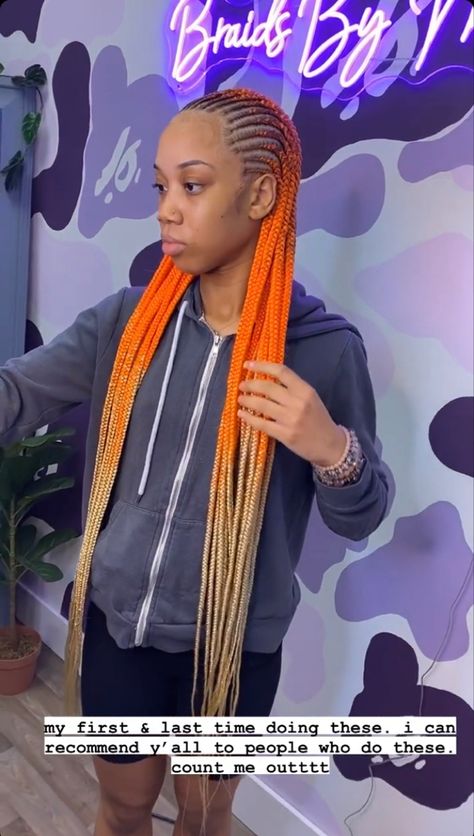 Blonde And Orange Braids, Orange And Blonde Braids, Orange Braids, Braiding Hairstyles, Bob Braids Hairstyles, Weave Hairstyles Braided, Birthday Hairstyles, Bob Braids, Blonde Braids