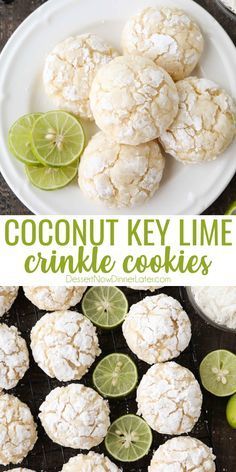 Key Lime Crinkle Cookies, Key Lime Recipes, Lime Cookies, Lime Desserts, Lime Recipes, Summer Cookies, Crinkle Cookies, Coconut Lime, Summer Dessert