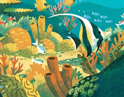 Underwater Illustration, Underwater Environment, Ocean Illustration, Sea Illustration, 동화 삽화, Bg Design, Swim School, Posca Art, Book Illustration Art