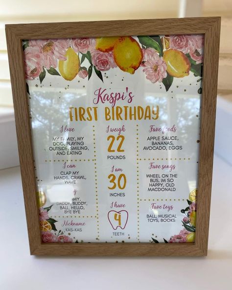 Lemon First Birthday, Lemonade First Birthday, Lemon Birthday, First Birthday Milestone, Lemonade Sign, Birthday Milestone Board, Birthday Milestone, Milestone Poster, Birthday Items