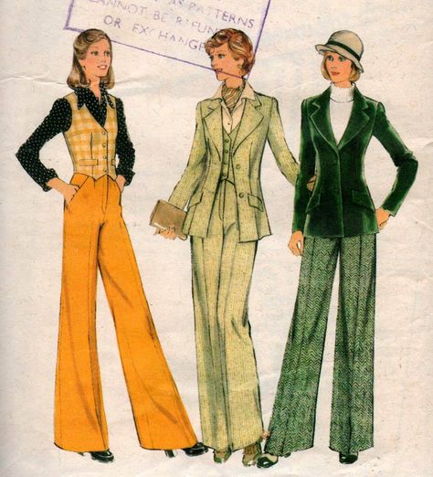 1970's bell bottom, wide-leg, flare pants 1970s Fashion Women Outfits, Early 70s Fashion, Flare Pants Outfits, Vintage Vogue Fashion, 1970s Fashion Women, 60s Women, 60s 70s Fashion, Seventies Fashion, 1970s Fashion