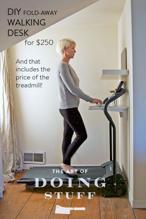 DIY walking desk for $250. And that includes the treadmill!  | The Art of Doing Stuff Standing Desk Hack, Walking Desk, Diy Standing Desk, Posture Fix, Treadmill Desk, Desk Hacks, Office Exercise, Office Gym, Stand Up Desk