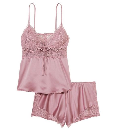 Women Nightwear Outfit, Sleepwear Women Nightwear, Victoria Secret Pajamas, Cami Set, Long Sleeve And Shorts, Women's Sleepwear, Satin Cami, Cute Pajamas, Matching Shorts