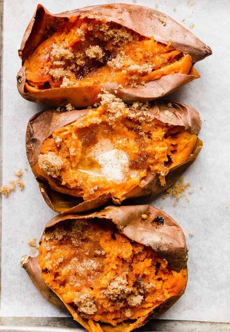 Baked Sweet Potato Oven, Best Baked Sweet Potato, Brown Sugar Sweet Potatoes, Sweet Potato Oven, Sweet Potatoes With Marshmallows, Sweet Potato Toppings, Sweet Potato Recipes Roasted, Sweet Potato Recipes Baked, Sweet Potato Hummus