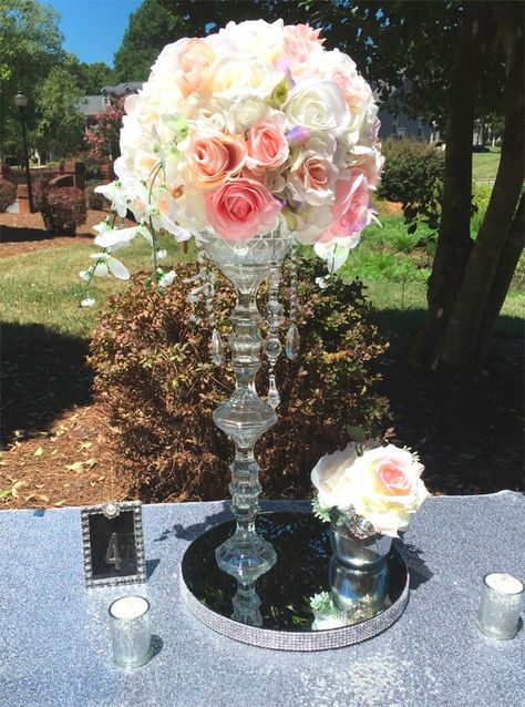 My dollar tree diy centerpiece Centerpieces For 15, Xv Centerpieces, Quinceñera Centerpiece Ideas, Diy Quinceanera Centerpieces, Centerpieces For Quince, Quince Recuerdos Ideas, Centerpieces For Quinceanera, Celebration Centerpieces, Wedding Church Decorations