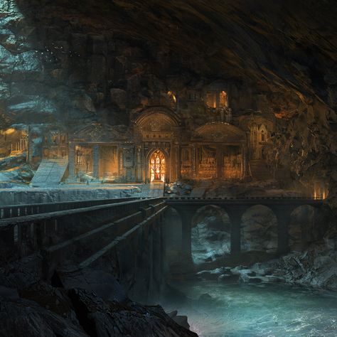 Lotr Architecture, Dwarves Aesthetic, Elven Kingdom, Dwarven City, Castle Layout, Cave City, Dark Cave, Tolkien Art, Lotr Art