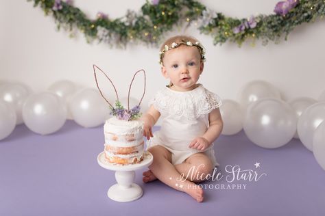 Floral Cake Smash, Triple Layer Cake, Cake Smash Inspiration, Some Bunny Is One, Cake Smash Theme, Charlotte Cake, Baby Planner, Tea Party Cake, Spring Portraits