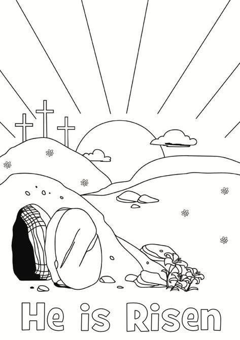 Colouring Art, Jesus Coloring Pages, Easter Sunday School, Sunday School Coloring Pages, Easter Coloring Book, Sunday School Kids, Easter Preschool, Sunday School Crafts For Kids, Resurrection Sunday