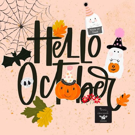 Hello October - will you offer us tricks or treats? Creating Joy, Terri Conrad www.terriconraddesigns.com #halloweenart #hellooctober #whimsicalart #cottagecore #printandpattern #surfacepatterndesign #artlicensing https://www.spoonflower.com/profiles/terriconraddesigns/collections?filter=design Happy Halloween Greetings, Phone Decorations, Halloween Illustrations, Halloween Humor, Floral Quotes, 10 October, Halloween Wallpapers, Hello October, Halloween Greetings