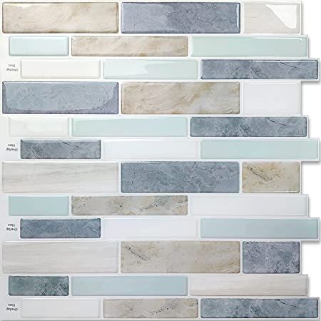 STICKGOO Thicker Design Peel and Stick Tile Backsplash, 12”×12”Stick on Backsplash for Kitchen, Self Adhesive Tile Stickers for Kitchen Backsplash and Bathroom(10 Sheets, Sand Brown) - - Amazon.com Scarsdale Diet, Blue Backsplash Kitchen, Kitchen Backsplash Peel And Stick, Farmhouse Kitchen Backsplash Ideas, Stick On Wall Tiles, Tile Edge Trim, Vinyl Backsplash, Bathroom Marble, Farmhouse Kitchen Backsplash