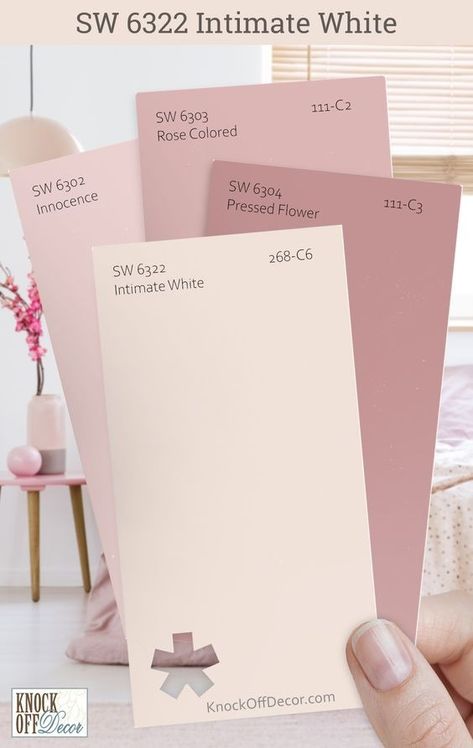 Sherwin Williams Faint Coral Walls, Rose Pink Sherwin Williams, Blush Colored Paint, Pink Paint Swatches Aesthetic, Pressed Flower Paint Color, Romance Sherwin Williams Paint, Pink Bed Wall Color, Sherwin Williams Cosmetic Blush, Sw Pink Paint Colors