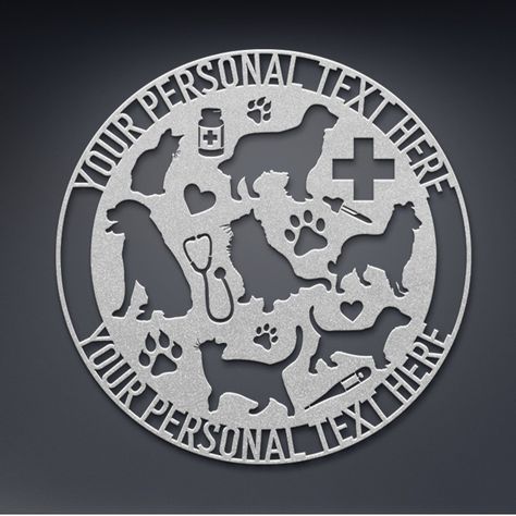 Create your personalized veterinary portrait metal sign today and add a unique name, text, or date. This customizable vet doctor wall hanging is the perfect display for an office, hall, or vet clinic and could be a one-of-a-kind veterinarian wall art gift to yourself or an animal lover. E.g. pet clinic monogram gift for a birthday, Christmas, graduation, anniversary, retirement, or housewarming - You decide 😊*Attention*Do NOT include Hyphens, dashes, colons, semi-colons, symbols, or emojis.🔎 P Vet Doctor, Doctor Names, Animal Doctor, Vet Clinic, Unique Name, Pet Clinic, Vet Clinics, Laser Cut Metal, Animal Jam