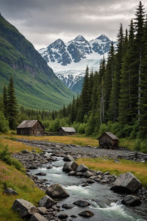 Step Back in Time: Explore These Historical Landmarks in Alaska! Alaska Mountains Photography, Alaska Travel Photography, Mountains With Lake, Wallpaper Calming, America Mountains, Alaska Aesthetic, Alaska Nature, Canadian Mountains, Alaska Landscape