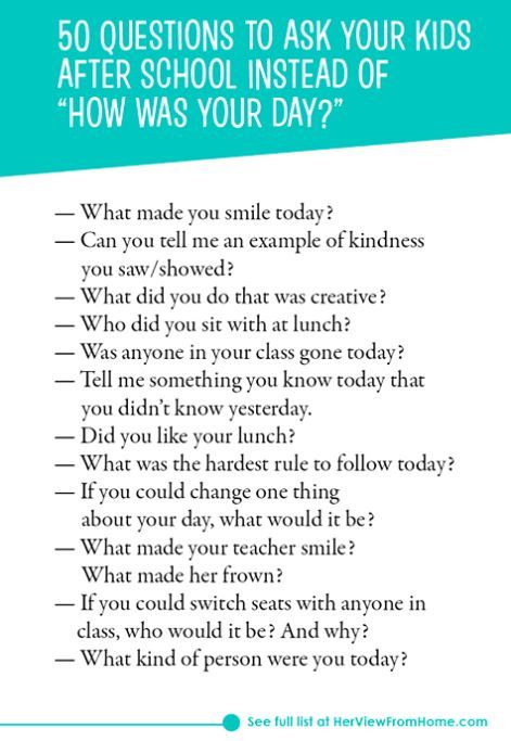 50 questions to ask your kids after school instead of "how was your day". Great parenting advice here to help your kids share more with you! Questions To Ask Your Kids, 50 Questions To Ask, Kids Questions, 50 Questions, Parenting Boys, Confidence Kids, Parenting Classes, Smart Parenting, Parenting Books