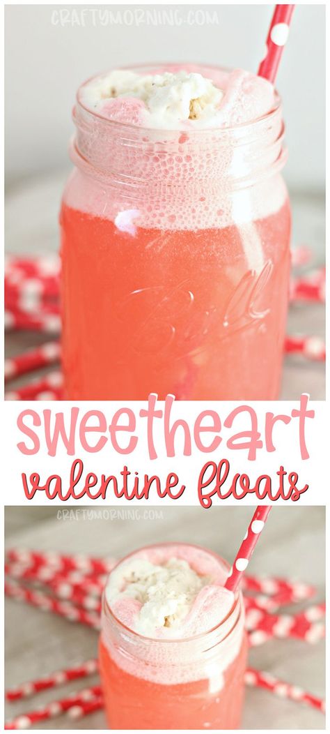 Valentine Punch, Valentines Day Drinks, Valentines Recipes, Valentines Party Food, Floats Drinks, Valentine Drinks, Pokemon Crafts, Cherry Soda, Party Snacks Easy