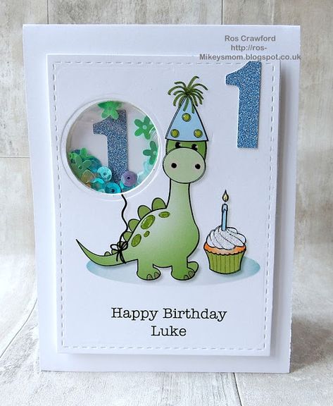 3x3 Cards, Baby Birthday Card, Creative Birthday Cards, Baby Cards Handmade, Baby Boy Cards, Dinosaur Cards, First Birthday Cards, Birthday Card Drawing, Homemade Birthday Cards