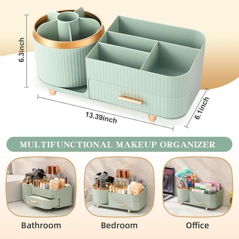 https://amzn.to/4aGp5rq Vanity Makeup Organizer, Makeup Organization Bathroom, Vanity With Drawers, Rotating Makeup Organizer, Makeup Organization Vanity, Cosmetic Display, Make Up Organiser, Display Cases, Eyeshadow Lipstick