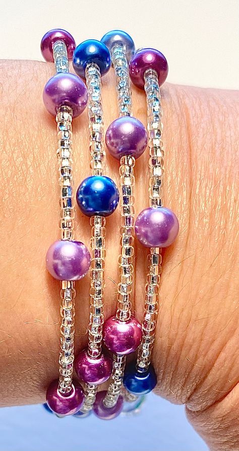 Purple Pearls Crystal Wrap Bracelet Crystal Wrap, Braided Bracelet Diy, Diy Jewelry Rings, Bracelets Handmade Diy, Diy Bracelets Patterns, Diy Bracelet Designs, Beads Bracelet Design, Wire Work Jewelry, Bracelet Design