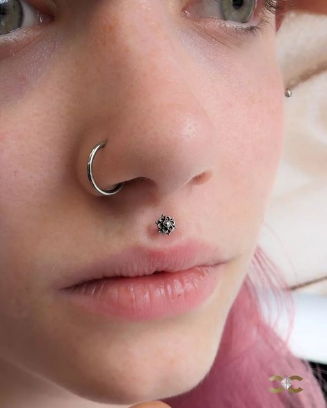 Medusa Piercing with a mini mandala style jewellery ✨ Find Ireland's largest collection of Fine Jewellery in-store at 7 D'Olier Street or online at our webstore, link in bio! Small Medusa Piercing, Medusa Piercing Aesthetic, Body Peircings, Piercing Medusa, Curated Ears, Piercing Aesthetic, Face Jewelry, Mini Mandala, Medusa Piercing