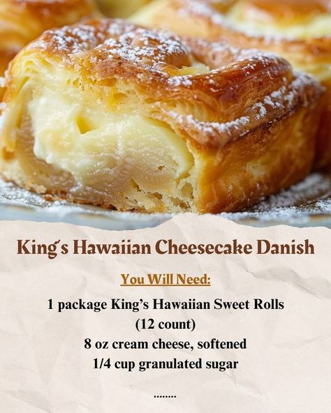 Grandma's Tasty Recipes Hawaiian Cheesecake Danish, Cheesecake Danish, Hawaiian Cheesecake, Cream Cheese Danish, Hawaiian Sweet Rolls, Cheese Danish, King Food, Sweet Rolls, Bread Recipes Sweet