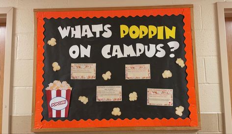 Look Whats Happening Bulletin Board, What’s Happening Bulletin Board, College Bulletin Board Ideas Resident Assistant, Whats Happening Bulletin Board Ideas, Campus Resources Bulletin Board, About Me Bulletin Board Ra, Welcome Bulletin Boards College, Ra Welcome Bulletin Boards, Events Bulletin Board